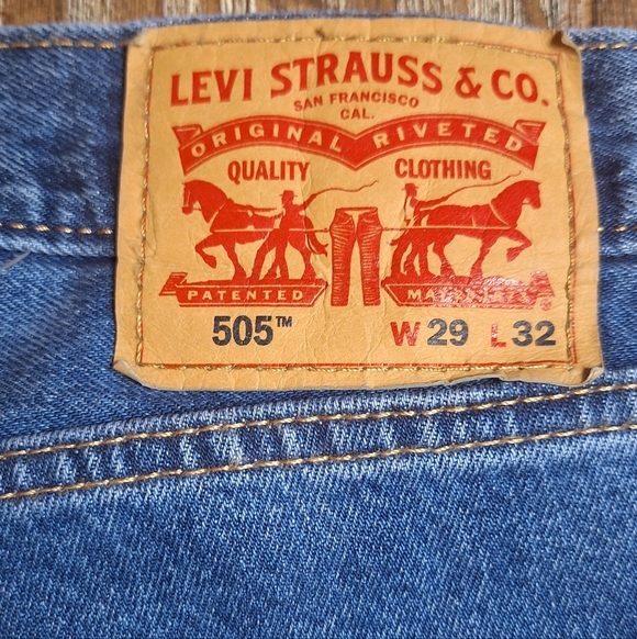Levis 505 Jeans Men's Size 30x32(Tag 29x32) Medium Denim Blue Jean - Picture 3 of 6
